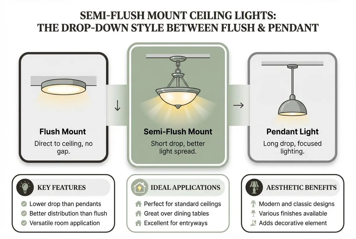 Semi-opbouw Plafondlampen: De Hangende Stijl Tussen Opbouw & Hanglamp - infographic