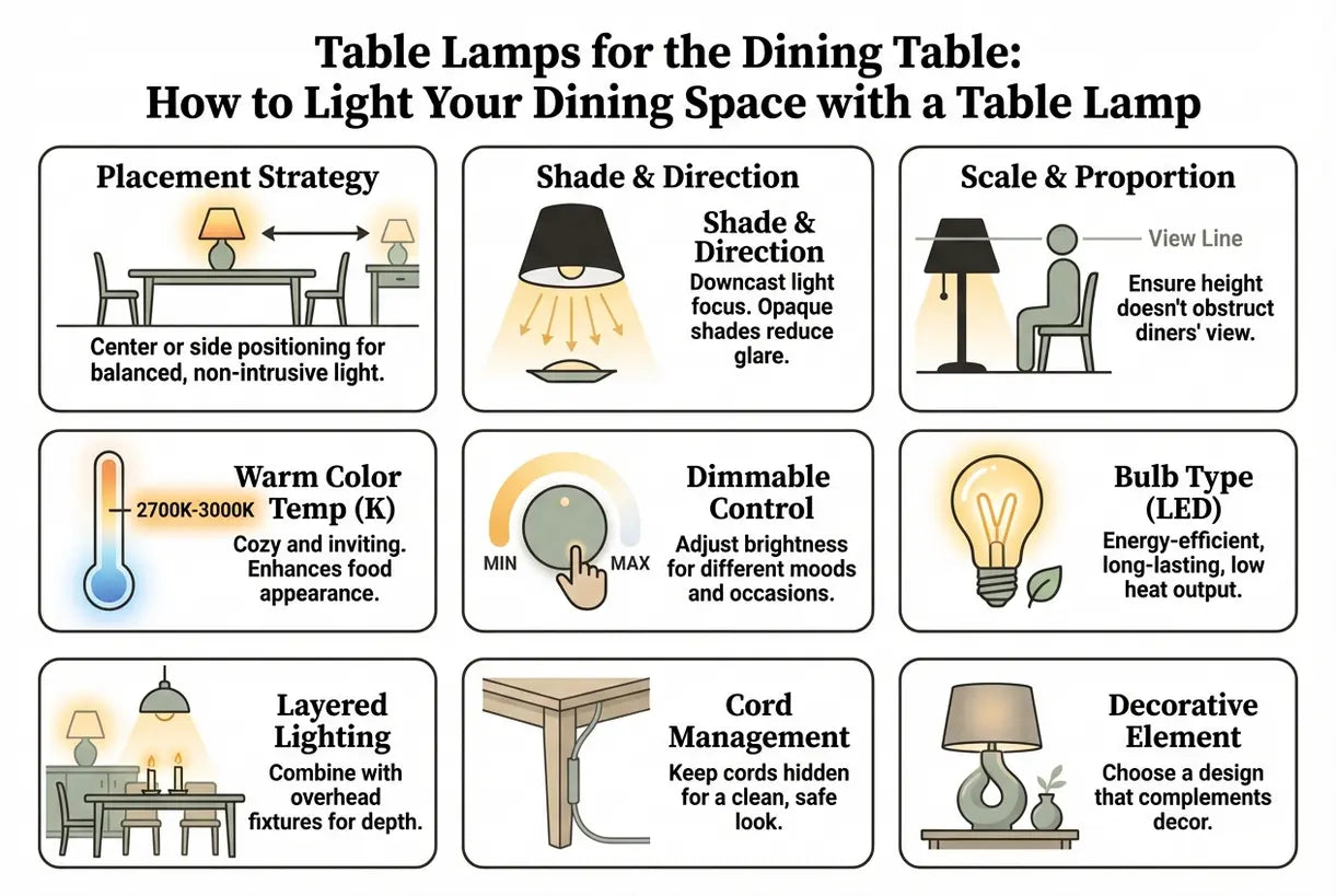 Tafellampen voor de eettafel: Hoe u uw eetruimte verlicht met een tafellamp - infographic